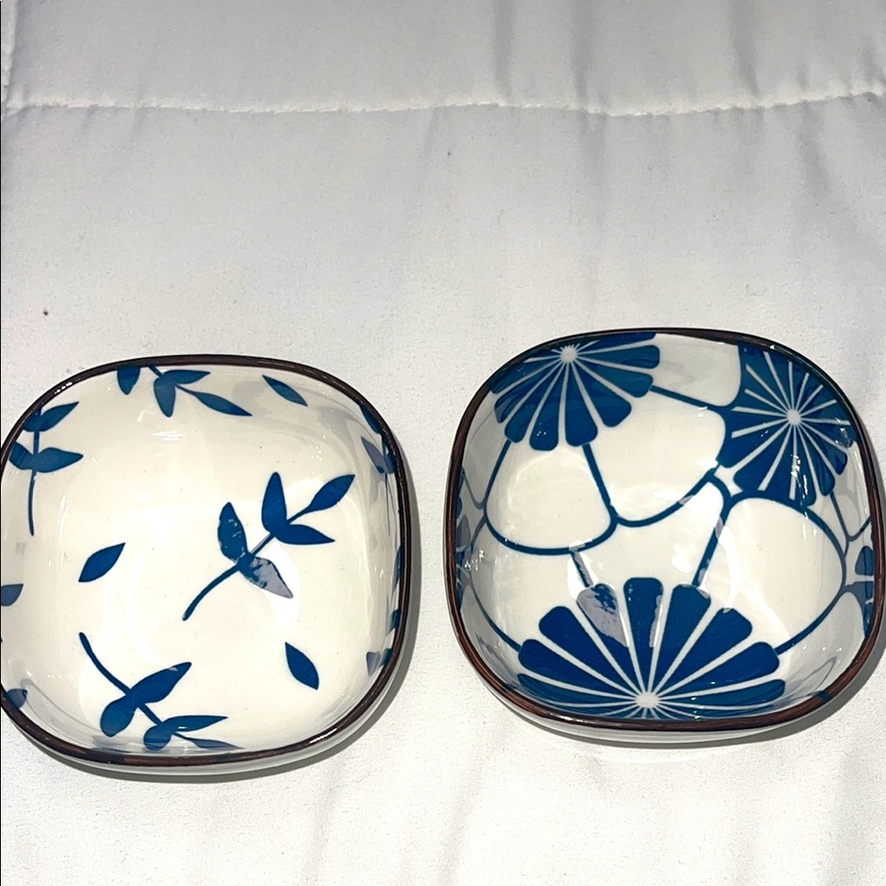 Blue and White Floral Ceramic dipping Bowls